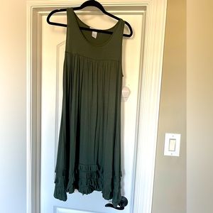 New with tags! Sleeveless cotton dress in soft olive green.